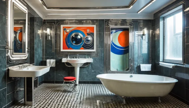 russian futurism art  in the bathroom