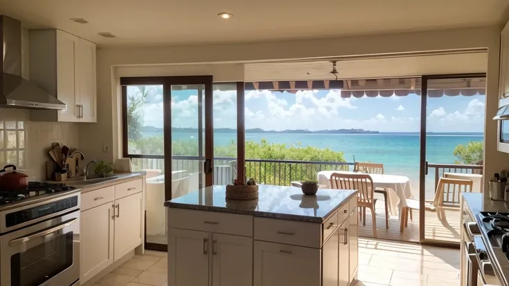 A summer day with a cool breeze, kitchen