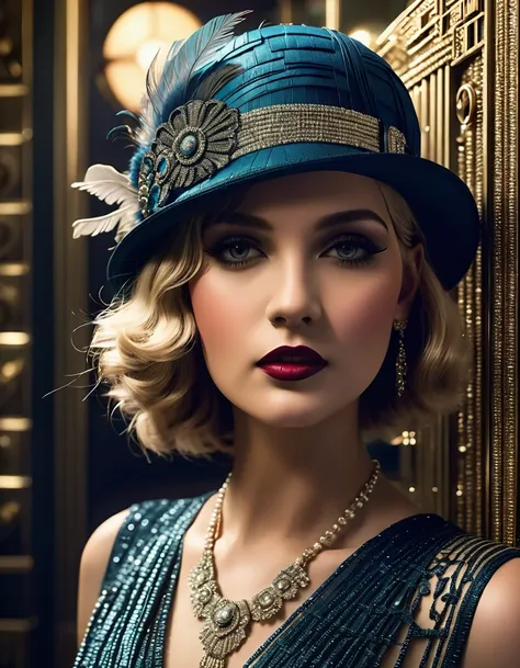 create imaginative and amazing images demonstrating the style of ((roaring 20s)), hyper realistic, 8k, vibrant colors, sharp cri...