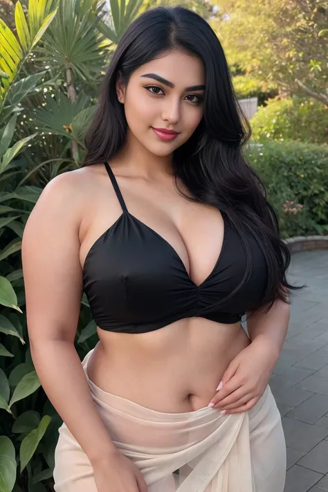 sakshu 28 years old beautiful different cute Indian face Indian girl in saree, big bulky m-cup breast, curvy plus size body figure, Wearing a saree politely, different hairstyle, bright eyes, thin eyebrows, fair skin, blushing cheeks, head to thigh close u...