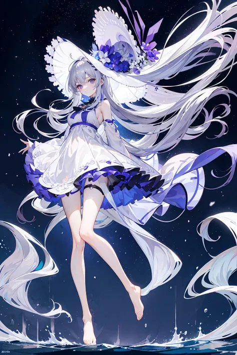 Lilac gradient hair,Asymmetrical hair,（（Hair is very thick 1.8，Hair is well-defined1.6））， Hair over the shoulder, messy  hair, Very long hair, shinny hair，(Long gray hair:1.2),A beautyful girl，（Luxury Platinum Mini Ultra Short Platinum Lolita，Made of trans...