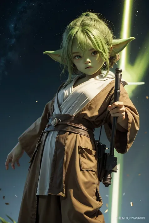 short yoda with a full head of shaggy thick hair