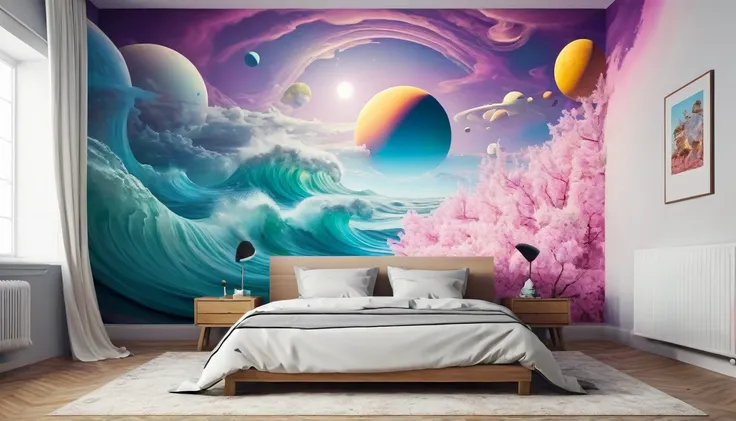 bedroom generated in surreal art style