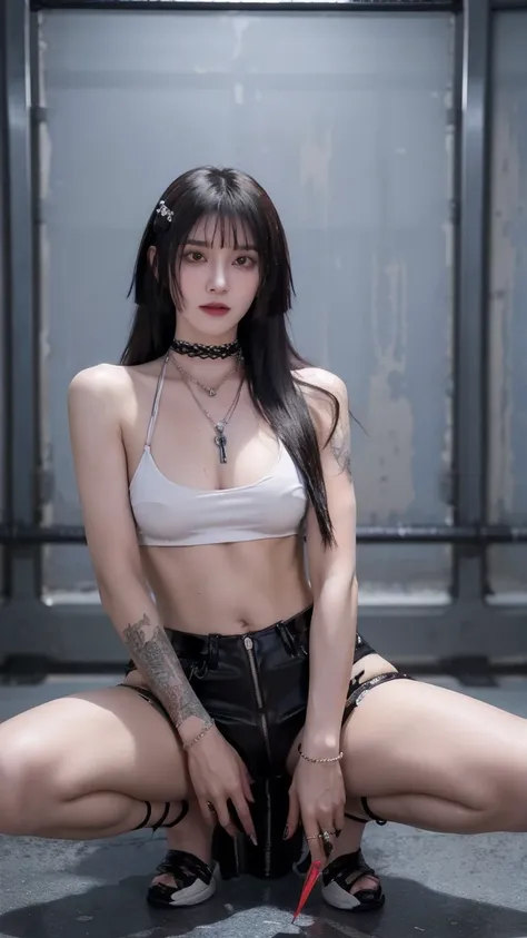 (masterpiece), best quality, HD, 4K, perfect face, black hair, leaked cum, socks, drunken eyes, hetero, torned dirt leather Jacket, hairband, black long messy hair, arrogant assassin, collarbone, prostitution, muscular, knee, ABS collarbone, dirty booty, s...