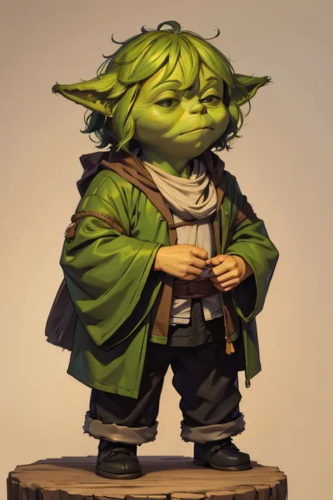 short yoda with a full head of shaggy thick hair