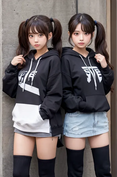 Two Girls　piece　Twin tails　hoodie