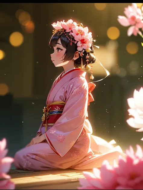 (Sumilux f1.4 50mm , low Latitude old color negative film , cross process , bokeh, flare, chromatic aberration , soft focus, (Shallow focus) , soft glow , Maximum aperture, High Key , Transparent depiction)  , Japanese Heian period princess, kimono, sittin...