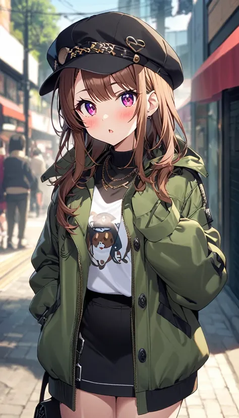 蝶が飛んでいる、1girl, stylish, street style, stylish code, large jacket