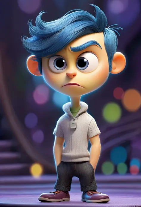 create an animated male character named mirabolado, inspired by disney's 'inside out.' he should have vibrant light orange skin ...