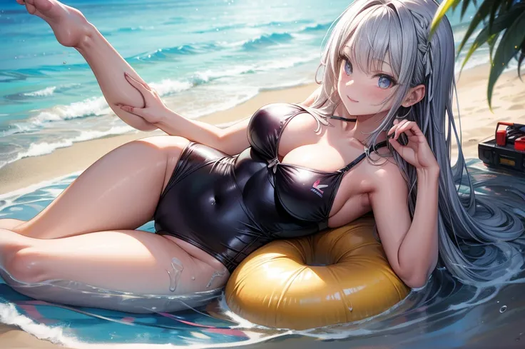 masterpiece, best quality, high quality, detailed, ultra detailed, hyper detailed, insanely detailed, exquisite, beautiful, FHD, Full-HD, 4K, 8K, 16K, highres, absurdres,summer girls!!,swim suit,(dynamic angle),perfect body