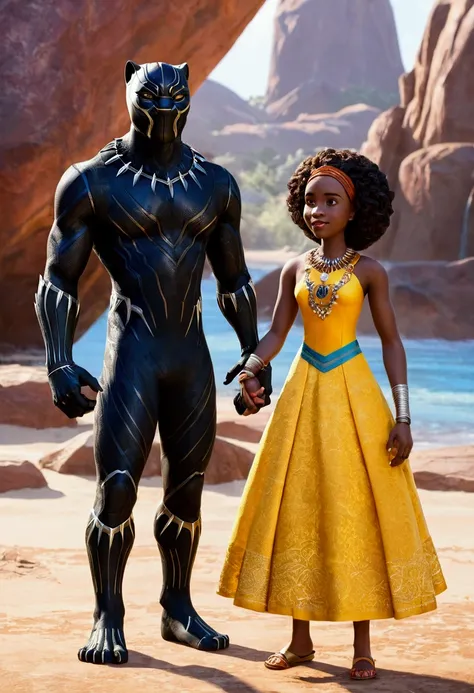 disney pixar style couple, high quality, better quality, There&#39;s a black panther who&#39;s nice to everyone.
Everyone to the black panther
"friendly black panther" I liked the black panther.