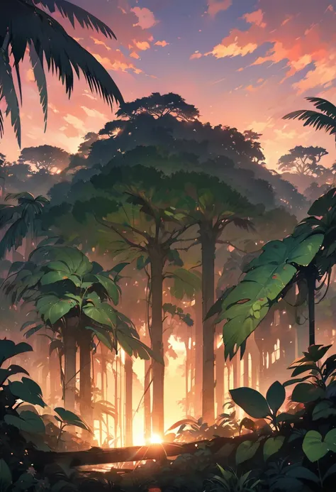 Sunset in the rainforest