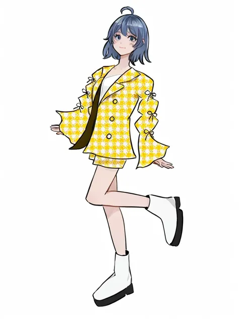 Yellow cardigan、uniform、profile