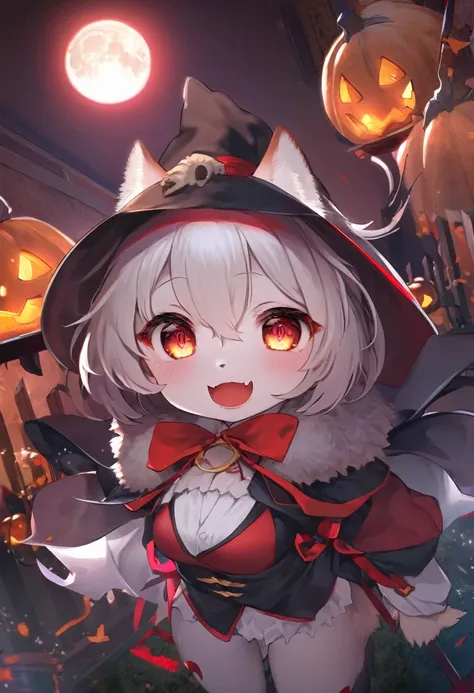 (epic, dynamic angle)top quality, best quality, High-quality illustrations, masterpiece, While creating a Halloween atmosphere, vampire with furry elements, (kemono, super cute girl, solo focus)(furry anthro)(highly detailed beautiful face and eyes)absurdr...