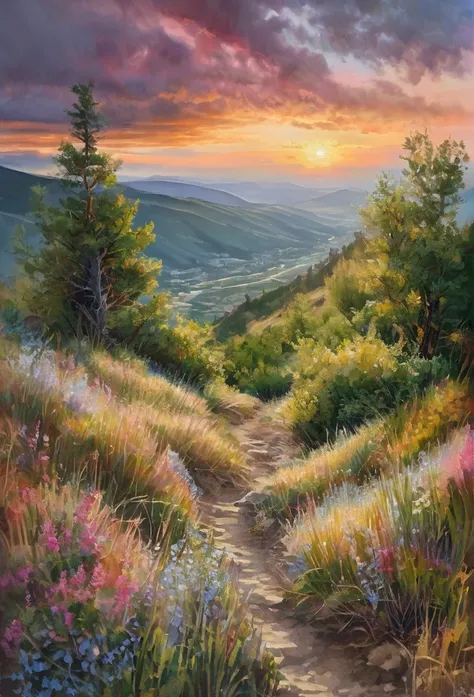 In the Crimean mountains. Style of Stepan Kolesnikov,
pixel clarity,a high resolution,landscape oil,spectacular juicy,delicate pastel colors,bright color,photorealism,hyperdetailing, эффект 3D,16K, careful drawing of details,sunset,clouds, volumetric water...