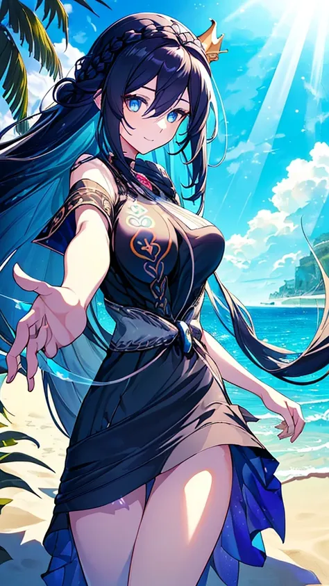 best quality, extremely detailed,anime style girl,long hair down to the waist, straight hair, ((dark black hair with bluish)),((...