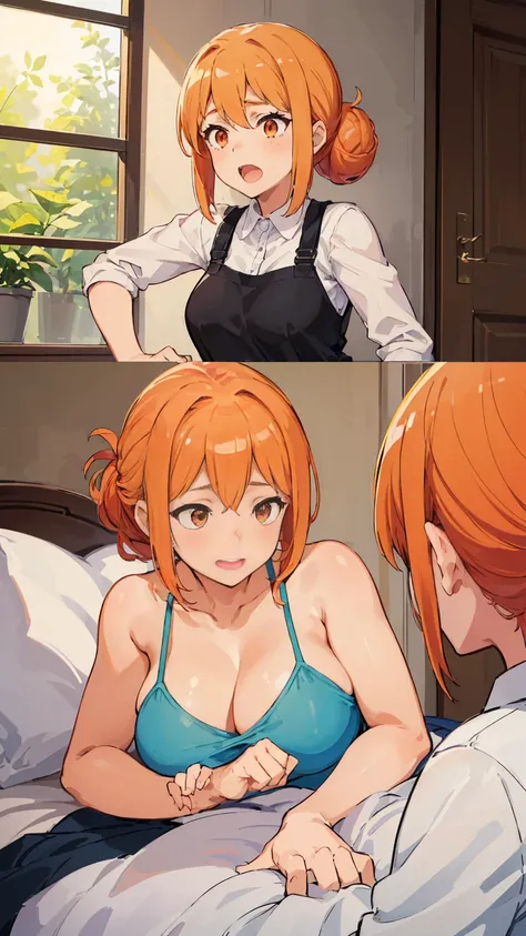 (Highest quality, 8k, masterpiece :1.3),Mrs. Yuigahama,ガハMom, As I expected, my youth romantic comedy is wrong。, One woman,Bun Hair,30 years old,Mom,Orange Hair,orgasm,Sexy pose,Voluptuous body,Perfect Anatomy