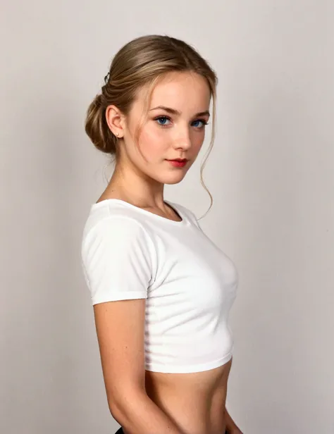 Best texture, high quality, ultra HD, 8K, british sexy young girl crop t shirt outfit 