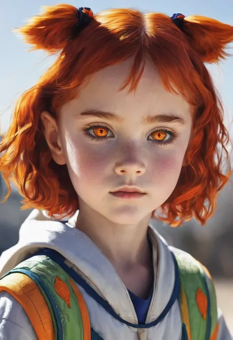 Can I get a 10 year old girl with red hair and orange eyes 