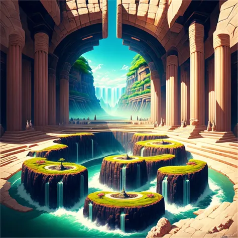 Best Quality，8k，Huge underground city，Underground Labyrinth，Anime Art，mysterious，universe，Super huge structure，Super huge waterfall，Nature，Super huge torii，Multidimensional，A world beyond imagination，High Dimension，Fantasy，future，Different space，Nature，rom...