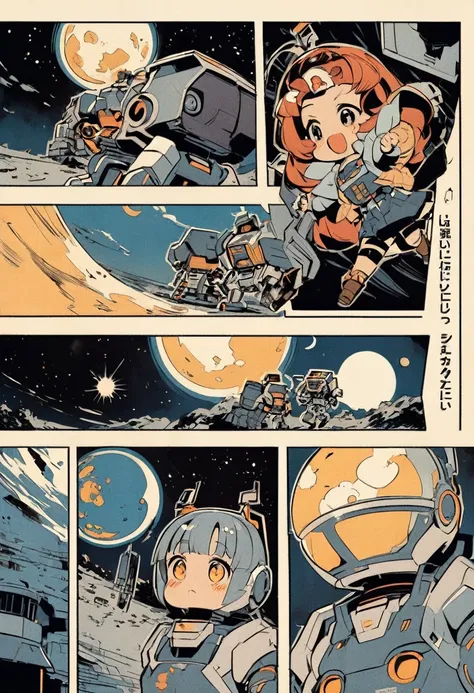 Robot on the moon, Vintage, comics  