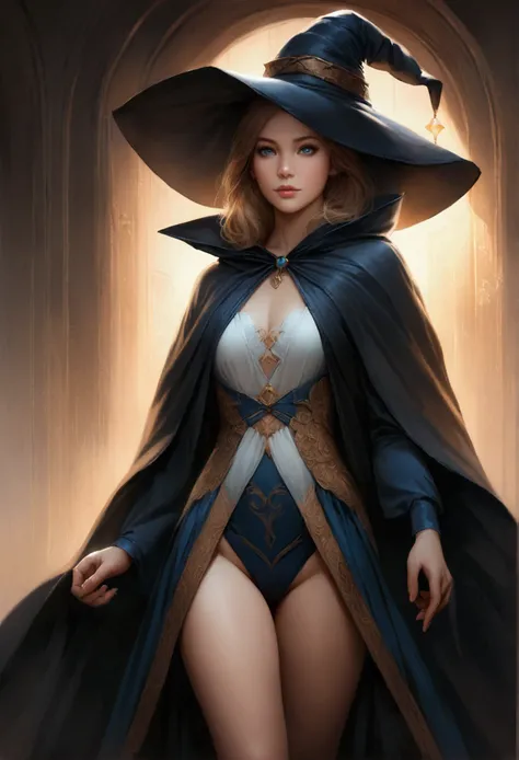 realistic, high resolution, soft lighting, 1 woman, alone, butt up, blue eyes, Witch Robe