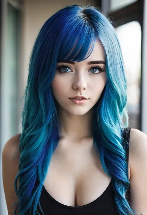  Can I get a beautiful girl with blue hair 