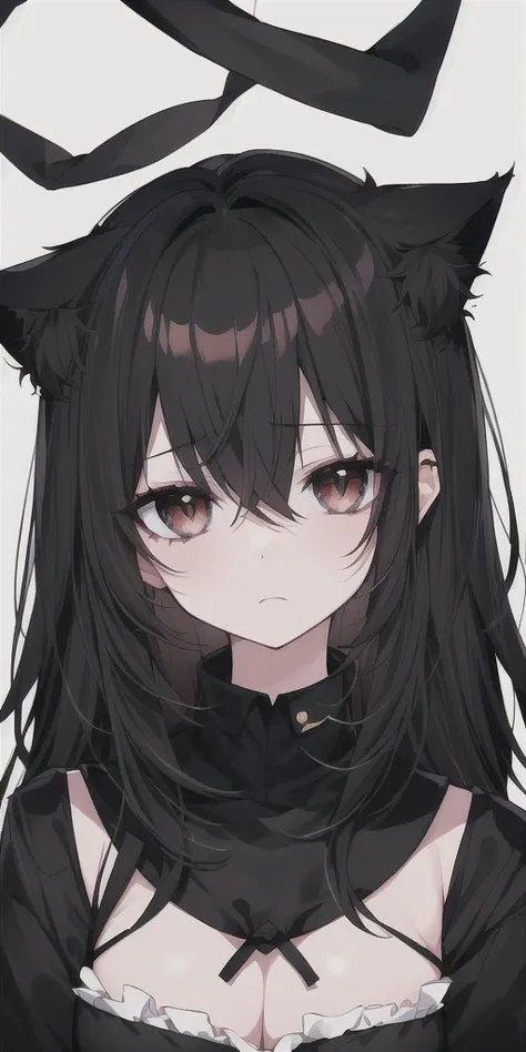 Black Hair,Dark Eyes,Cat ear,sad