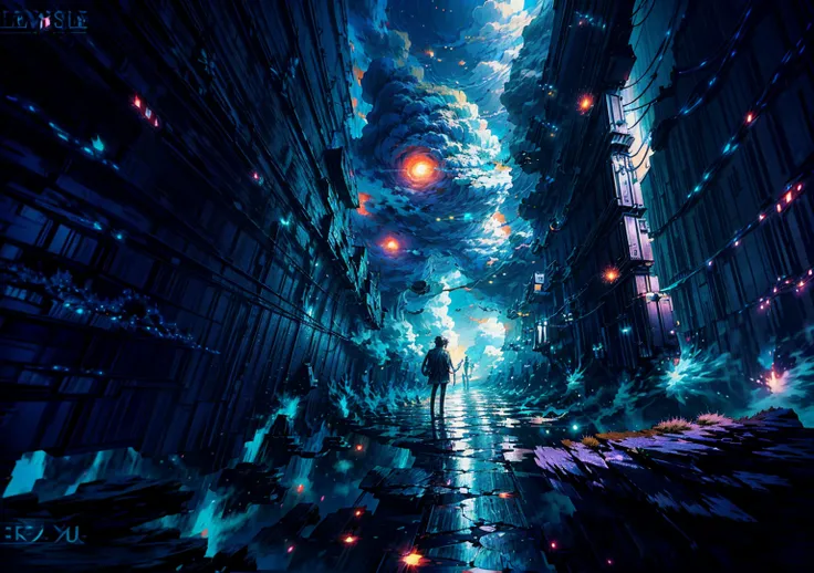 Anime boy standing on a rock looking at a sky full of stars, makoto shinkai cyril rolando, 4k anime art wallpaper, 4k anime art wallpaper, 8K anime art wallpaper, cosmic skies. por Makoto Shinkai, inspirado em Cyril Rolando, No Dan Mumford style art, amazi...