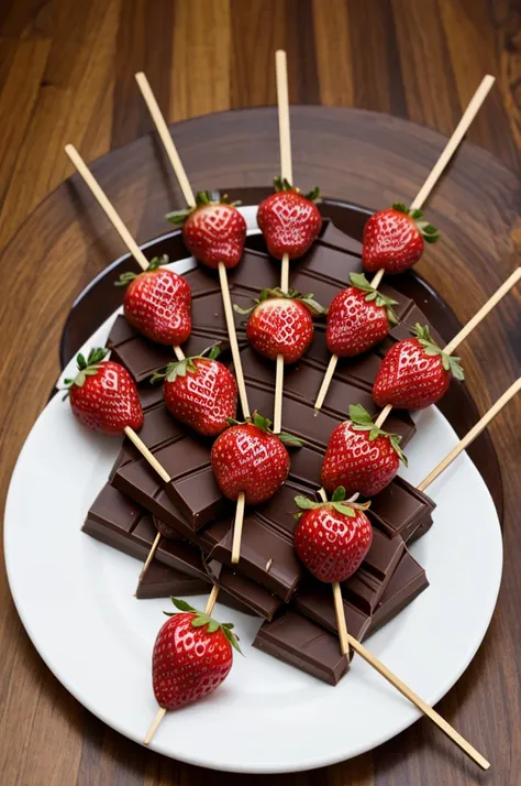 Logo of some strawberry skewers with chocolate