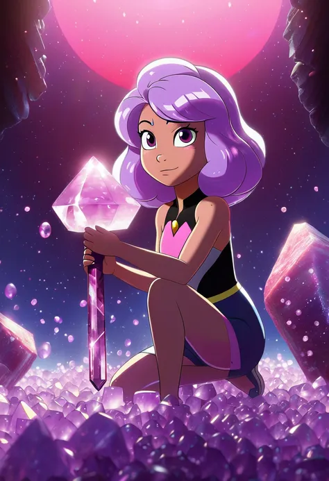 amethyst from steven universe, movie cover, studio J. cgi.