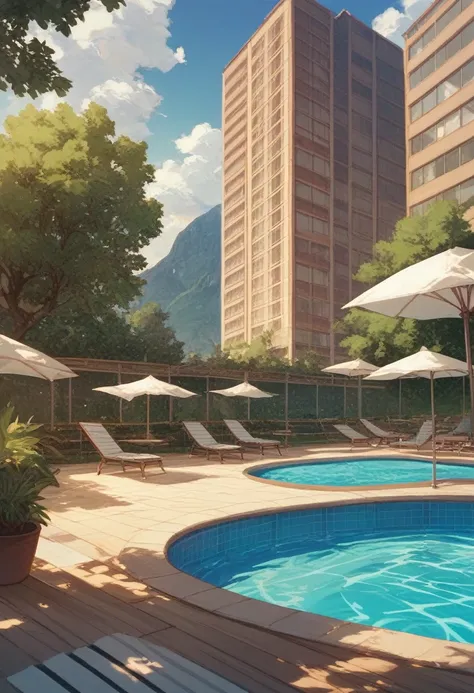 Poolside、backgroundのみ、unmanned、background、landscape、indoor