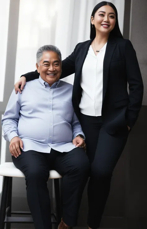 it&#39;s two people standing next to each other in a room, mom and dad, jose miguel roman frances, he is about 8 0 years old, lu...