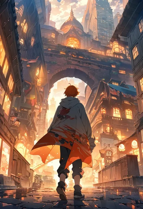 A man with orange hair and a hooded jacket is standing in front of a building, strawberry kurosaki, strawberry, anime wallpaper 4k, anime wallpaper 4k, Anime boy with orange hair, Ultra HD Anime Wallpaper, Amazing anime 8k, 4k anime wallpaper, bleach manga...