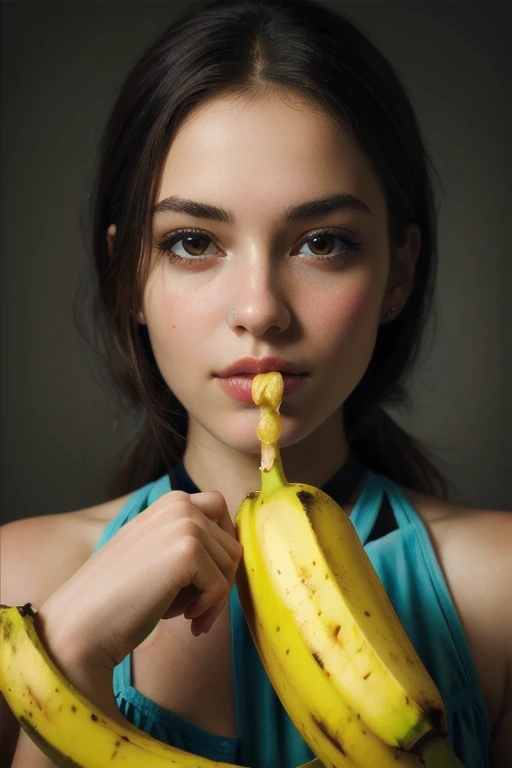 (Depth composition) (portrait of a young woman with banana), Inspired by Albert Lynch, oil painting