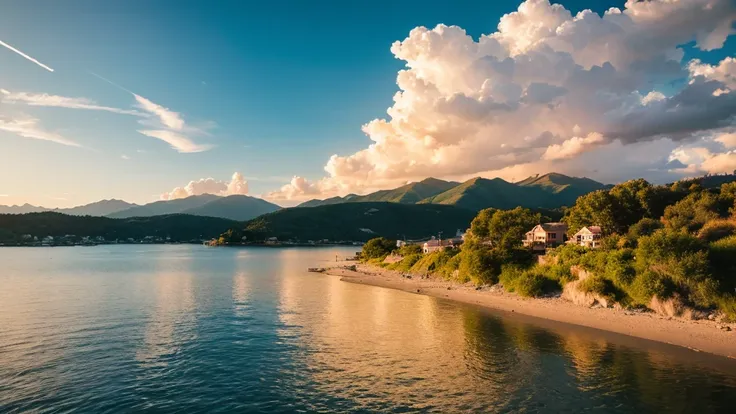 Beautiful landscape, sky, light, clearwater, summer, gold ,white