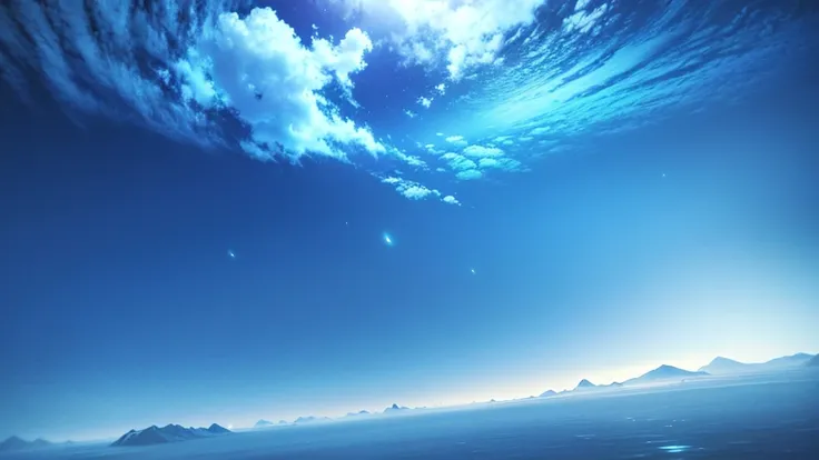 background blue white, fantasy sky, without characters, some particles