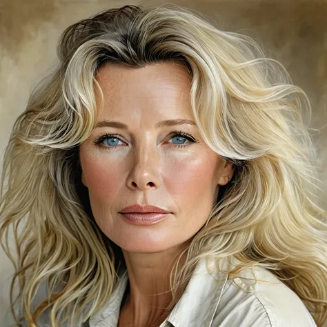 Old beautiful woman, portrait, iperrealistic, Old Kim Basinger