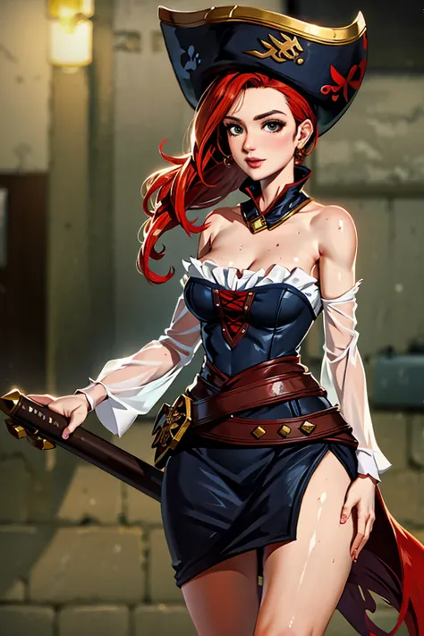 8k quality, ginger woman with freckles,lovely and beautiful fas,frekles 28 year old,red hair,double tails, practical pirate clot...