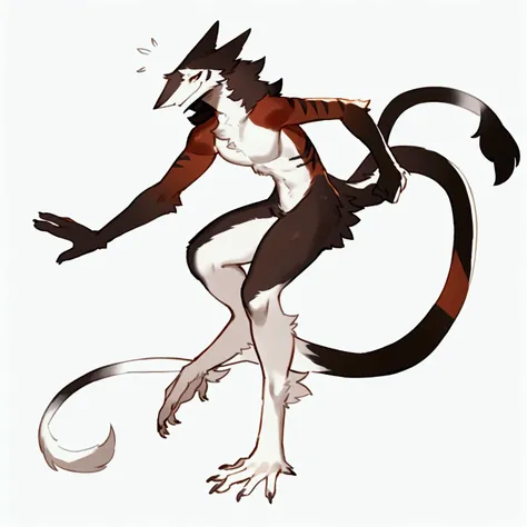 By bebebebebe, by spuydjeks, by buta99, by spikedmauler. an athletic male sergal with tigerstrip fur