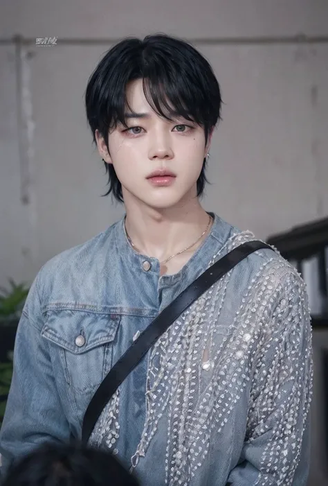 jimin bts, parl jimin group bts. bblack hair, peach skin and fox eyes, black dark locks, masculine face, fleshy lips