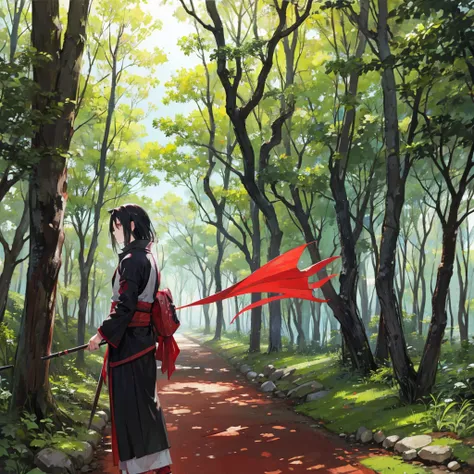 Itachi uchiha in a forest 