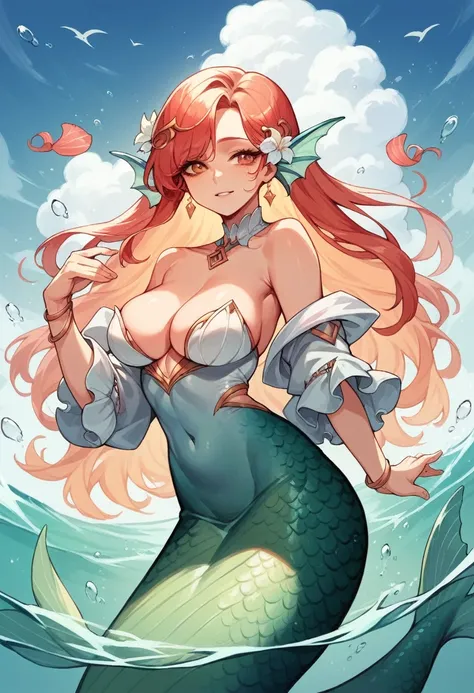 01 beautiful Korean mermaid at the bottom of the ocean, image with high quality and better resolution