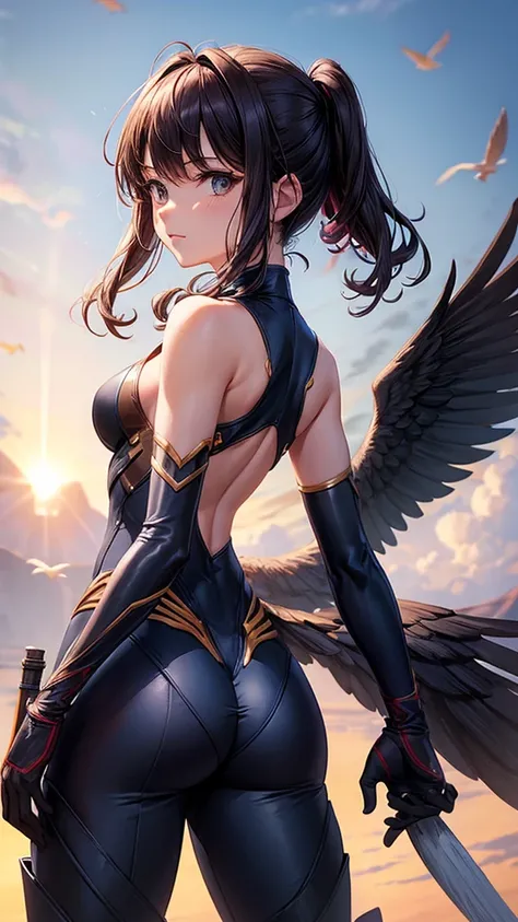 hero costume, for women who have an open back for bird wings (the suit has pants)