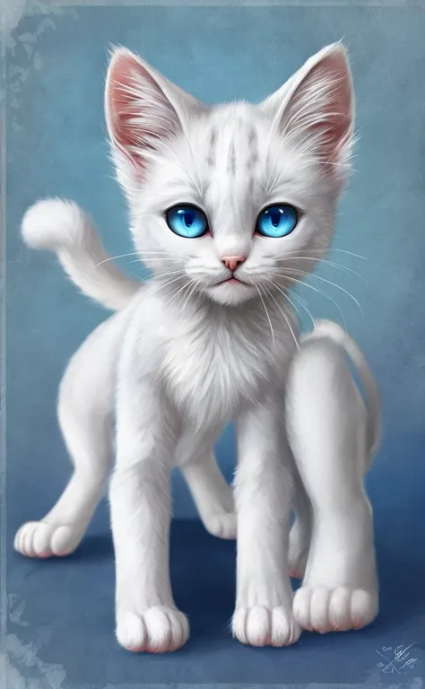 White kitten with blue eyes of the furry 