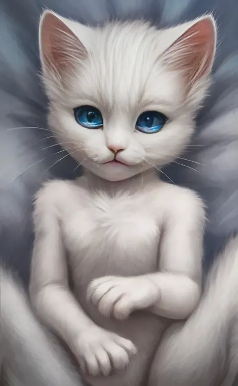 White kitten with blue eyes of the anthropomorphic furry 