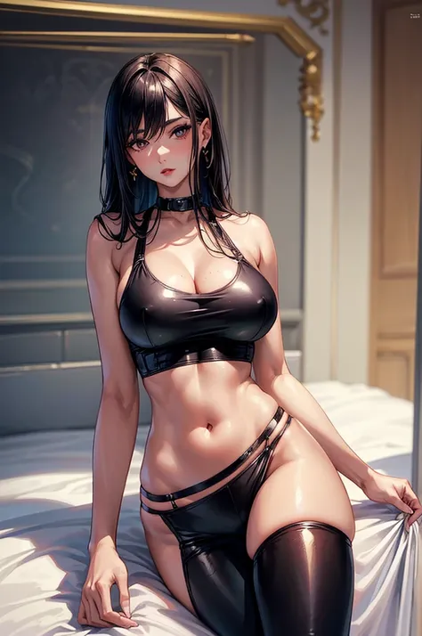 ((highest quality)),(ultra high resolution),(Super detailed), (best work of art), (1 young girl:1.5), beautiful and well-shaped face:1.5,(Beautiful skin with precise and detailed depiction:1.6),(sports bra and waist band hotpants shorts ),gorgeous, masterp...