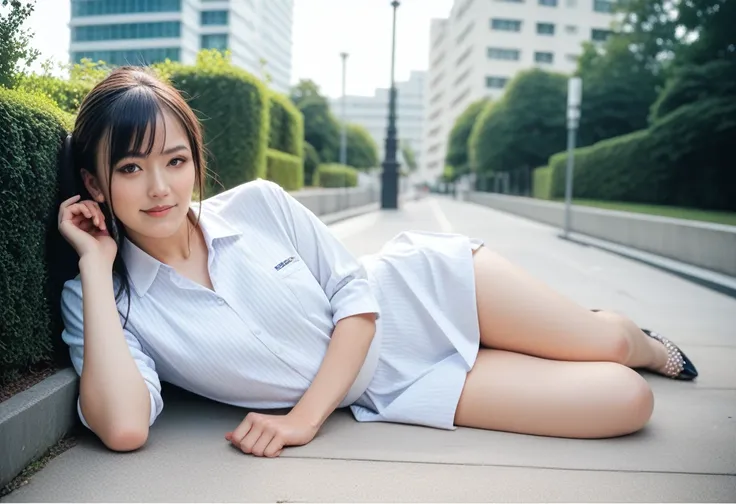 8k, raw photo, best quality, masterpiece, realistic, photo realistic, clear, professional lighting, beautiful face, best quality,ultra high res, realistic japanese beautiful, Super detailed, 1girl, clothed, outdoor, on side, full body