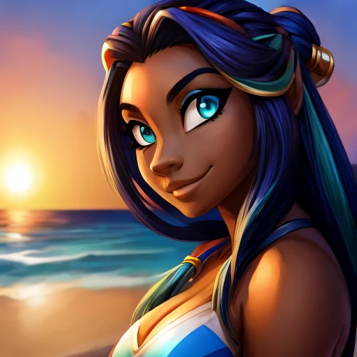 Portrait of Nessa with a beach backround