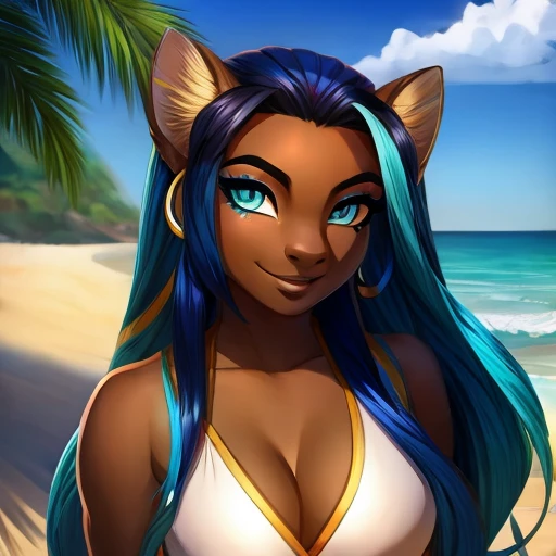 Portrait of Nessa with a beach backround